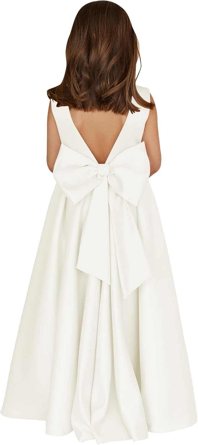 Elegant Satin Flower Girl Dresses for Wedding and Communion