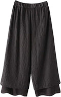 Minibee Women's Wide Leg Capri Palazzo Pants - Breathable Cotton