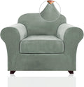 PrinceDeco Velvet Plush Chair Cover 2 Piece Slipcover - Soft, Stretchy