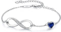 Infinity Heart Birthstone Charm Link Bracelet for Women - Elegant