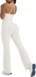 OMKAGI 2 Piece Workout Set - Flare Leggings & Padded Halter Tank