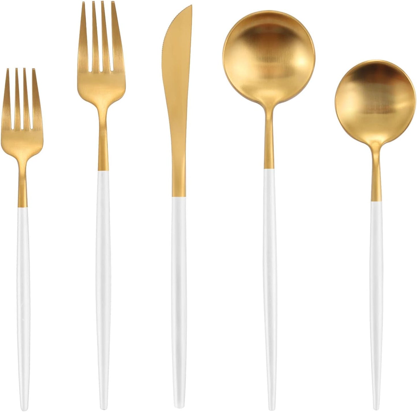 Matte White Gold Silverware Set for 4 - 20-Piece Flatware Set