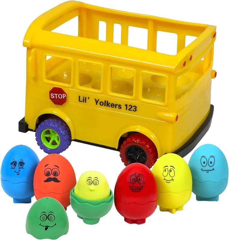 Lil Yolkers School Bus Egg Toy Set - Boosts Skills!