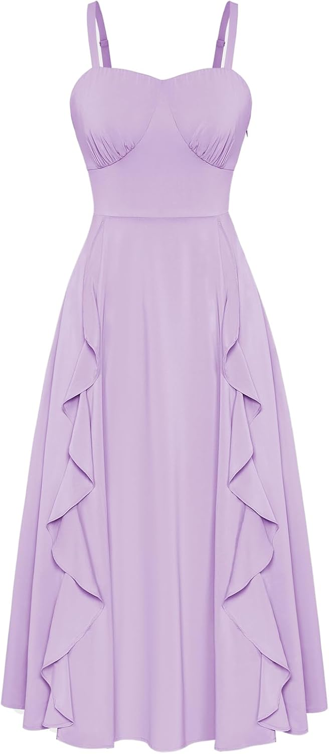 Belle Poque Boho Midi Sun Dresses for Women - Ruffle Elegance