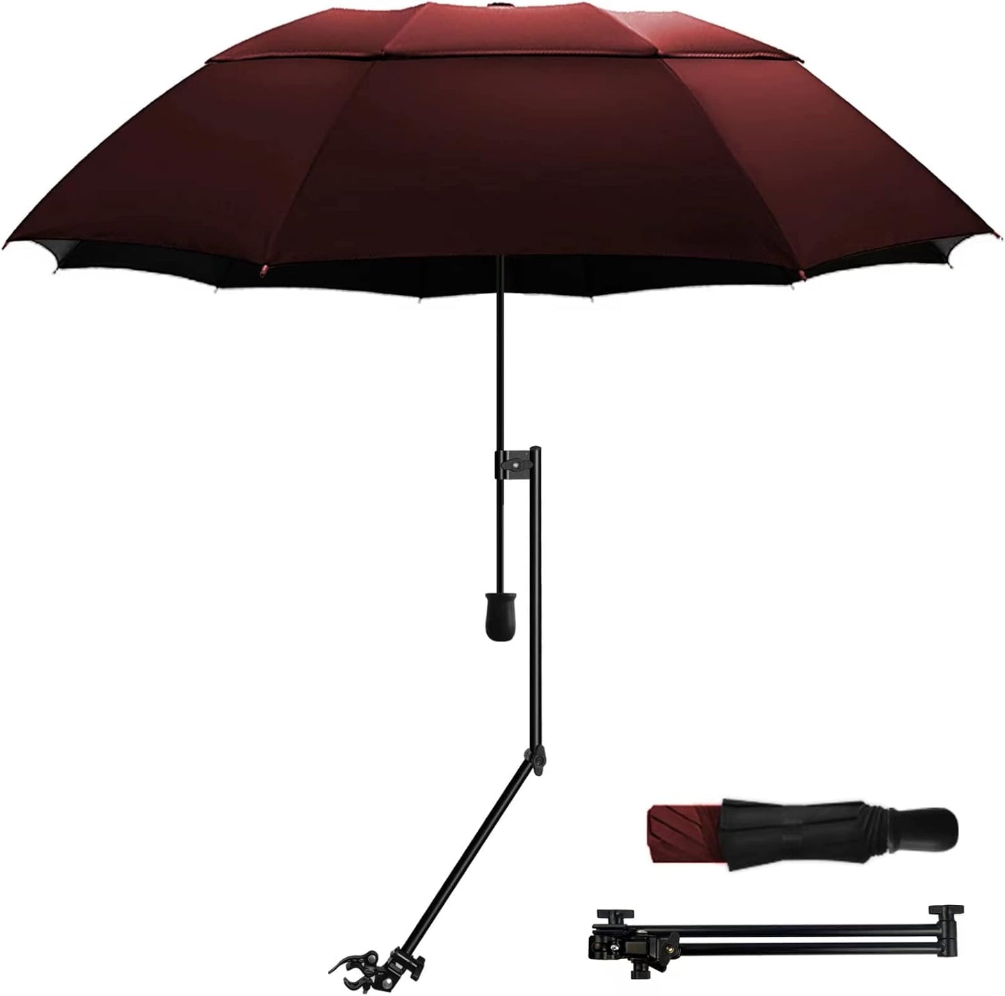 UPF 50+ Golf Umbrella with Adjustable Clamp for All Activities