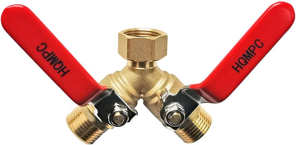HQMPC Garden Hose Y Valve Splitter - Heavy Duty Brass Adapter