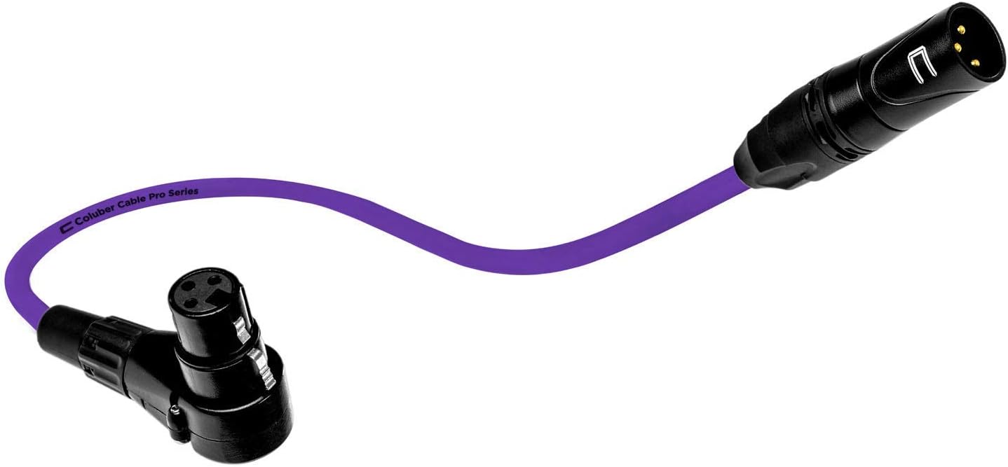 Balanced XLR Cable Male to Right Angle Female - 30 Feet Purple