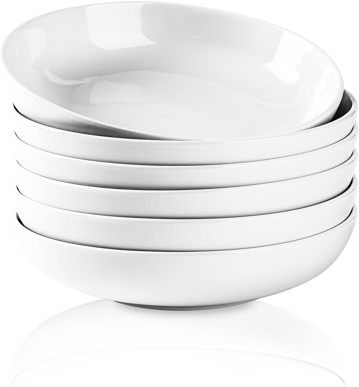 Selamica Porcelain 8.6 inch Salad Pasta Bowls Set of 6
