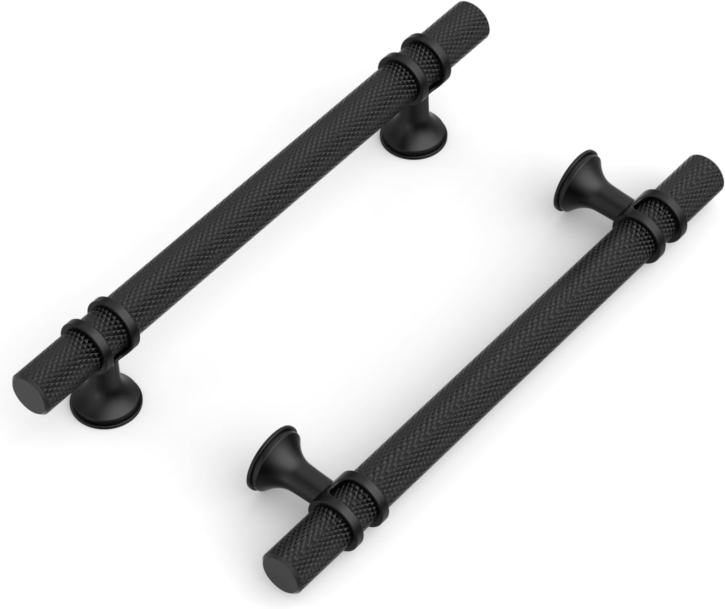 10 Pack 5in Black Knurled Cabinet Handles for Kitchen and More