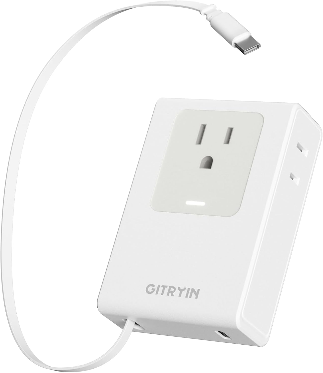 Flat USB C Wall Charger with Retractable Cable for Travel