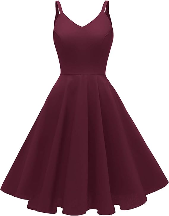 GOOBGS Women's 1950s Retro Vintage Spaghetti Strap Dresses