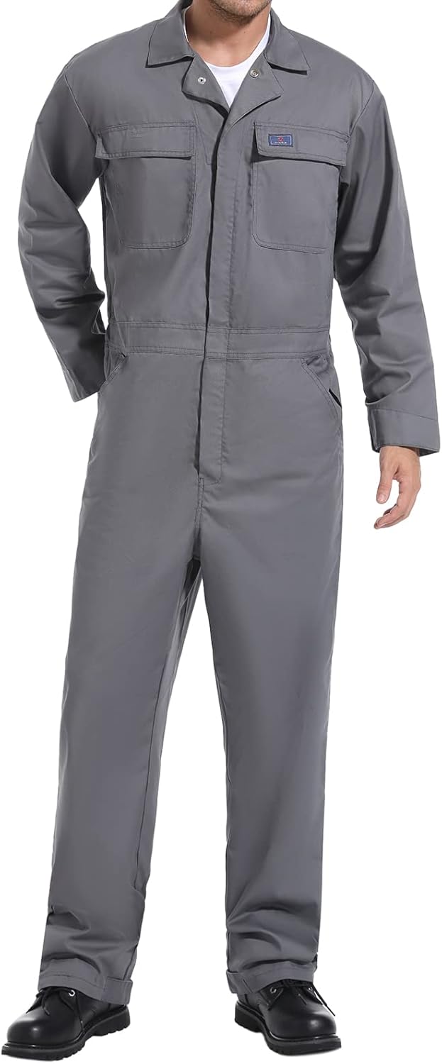 HISEA Men's Long Sleeve Coverall for Work with Multi Pockets