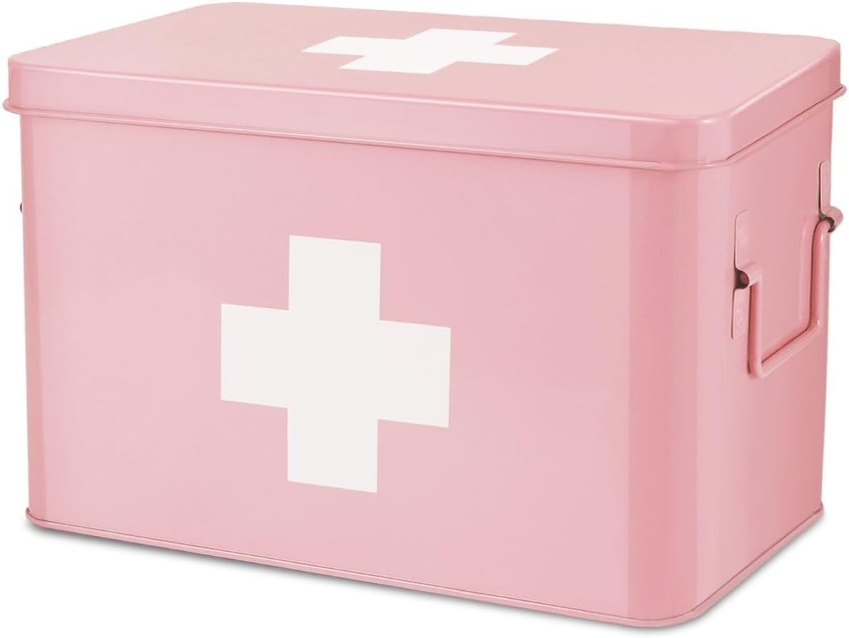 Flexzion First Aid Box Organizer - Vintage Pink Medical Kit