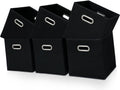 Black Fabric Cubby Storage Bins 13x13x13 in - Set of 6