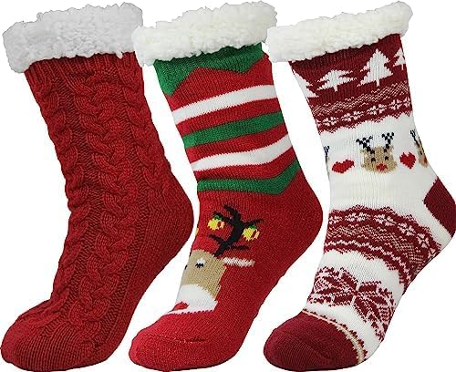 Warm Fuzzy Winter Slipper Socks with Grippers for Women
