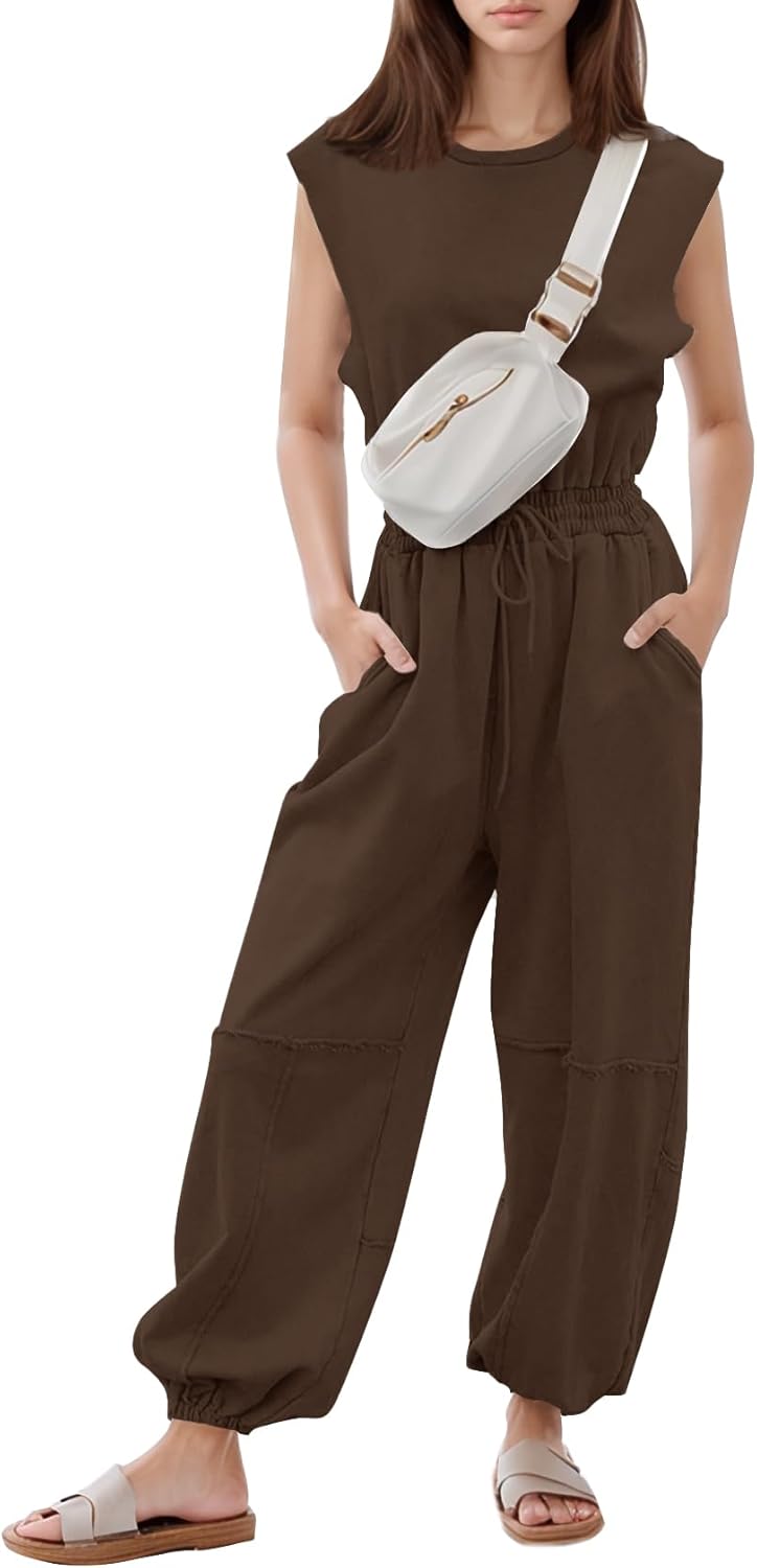 Flygo Womens Casual Jumpsuit with Pockets for Every Occasion
