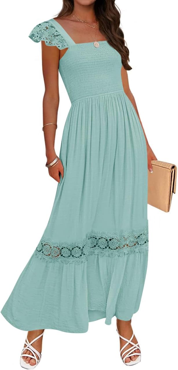 ZESICA Women's Summer Lace Strap Maxi Dress for Every Occasion