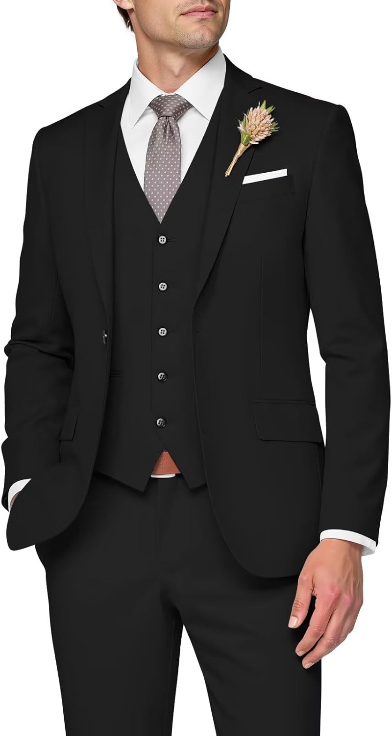 Elegant 3 Piece Slim Fit Wedding Suit for Men - Stylish Attire