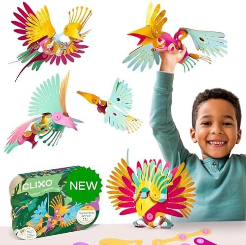 Clixo Tropical Birds Pack - Magnetic Building Toy for Kids
