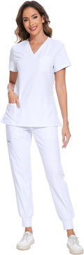 Women's Comfortable Scrubs Set with V-Neck and Jogger Style