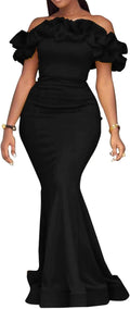 Yellow Plus Size Off Shoulder Mermaid Maxi Dress - Floor-Length Glam