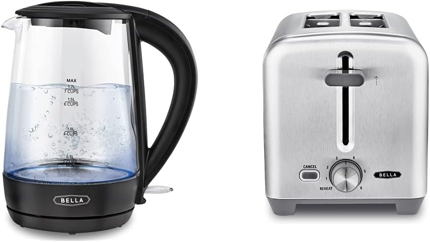 BELLA Glass Electric Kettle + Toaster Combo
