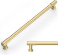 10 Pack Brushed Gold Cabinet Pulls 10 in Hole Center - Sleek Update