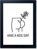 Black and White Bathroom Wall Decor - Funny Framed Canvas Print