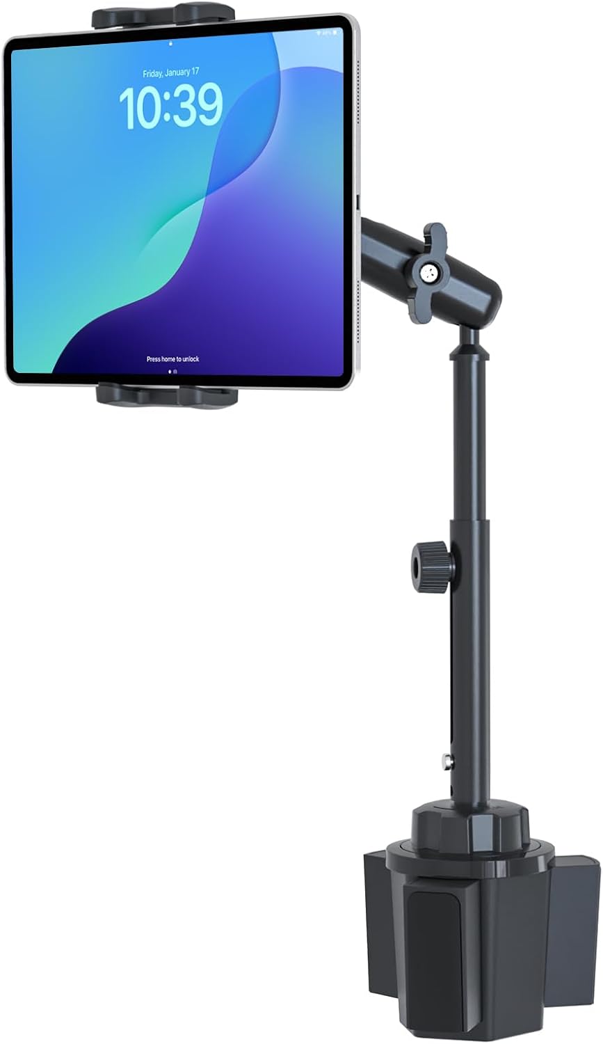 Cup Holder Tablet Mount for Car - Adjustable Height and Heavy Duty