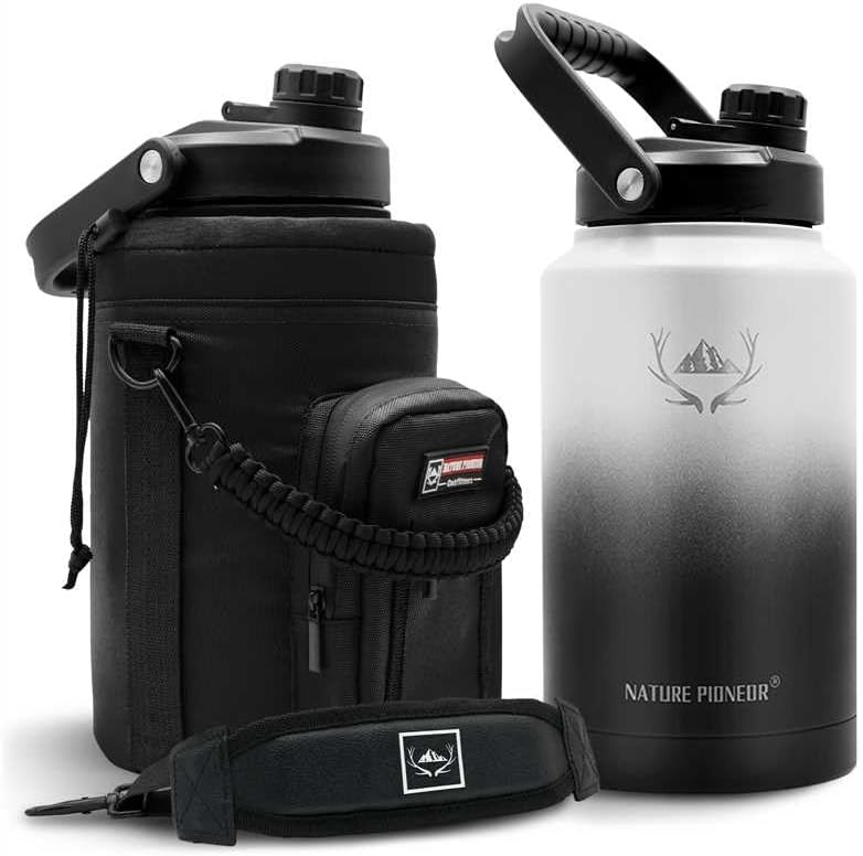NATURE PIONEOR Insulated 1 Gallon Water Bottle with Holder