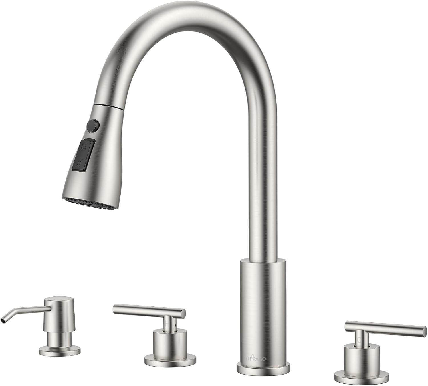 APPASO 2 Handle Kitchen Faucet with Soap Dispenser and Sprayer