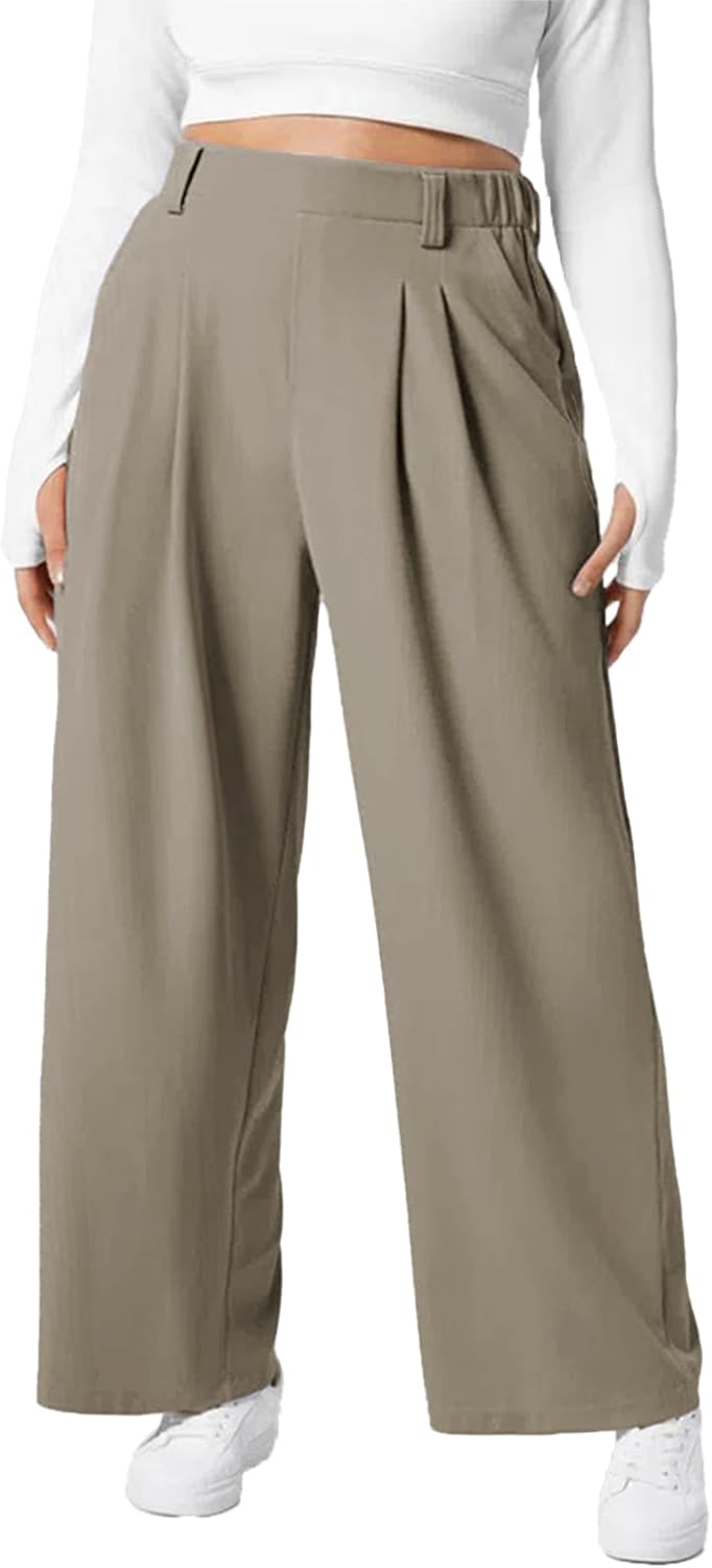 Eytino Womens Plus Size Wide Leg Dress Pants for Comfort