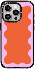 CASETiFY Impact Case for iPhone 15 Pro - Clear Black Pink Wavy Border