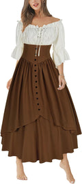 Women Renaissance Costume Ankle Length Skirt Set - Flowy High Waisted