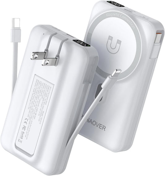 MagSafe Magnetic Power Bank 10000mAh with Built-in Cable & Stand