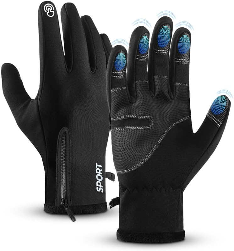 AURUZA Zipper Touch Screen Windproof Gloves