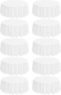 10 Pack Round Tablecloths 90 in White Polyester Table Cover - Reusable