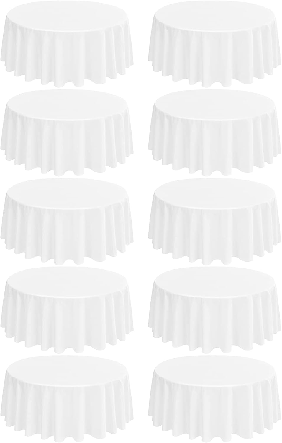 10 Pack Round Tablecloths - 90 Inch White Polyester Covers