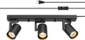 3-Light Plug-in Track Lighting 17in Matte Black - Contemporary