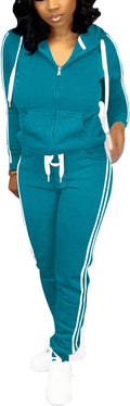Womens Two Piece Casual Sweatsuit Tracksuit Jogger Hoodie Set - Cozy