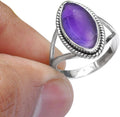 925 Sterling Silver Amethyst Ring for Women - Stylish Split Shank