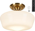 Schoolhouse Semi Flush Mount Ceiling Light - Dimmable Opal Glass