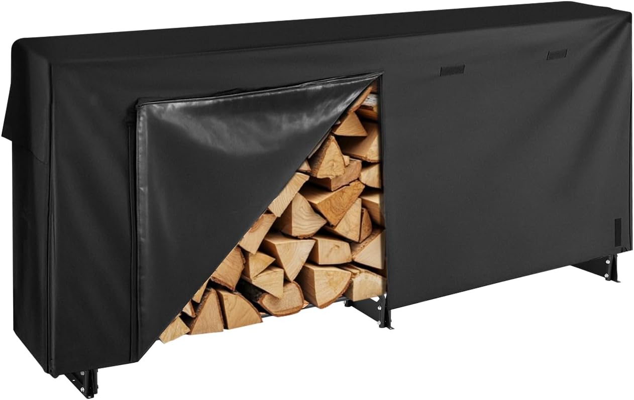 VEVOR Firewood Rack with Waterproof Cover for Outdoor Storage
