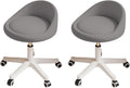 Dark Gray Rolling Stool Set of 2 Ergonomic Swivel Seats - Adjustable