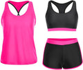 3 Piece Athletic Tankini Swimsuit for Women - Tank Top, Bra