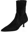 Womens Low Kitten Heel Ankle Boots Pointed Toe - Faux Suede Chic