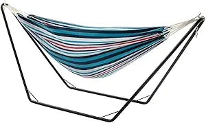 Double Hammock with Stand for Outside, Max 450 lbs Capacity