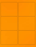 Neon Fluorescent Labels 4 in x 3-1/3 in - Bright Orange Sheets