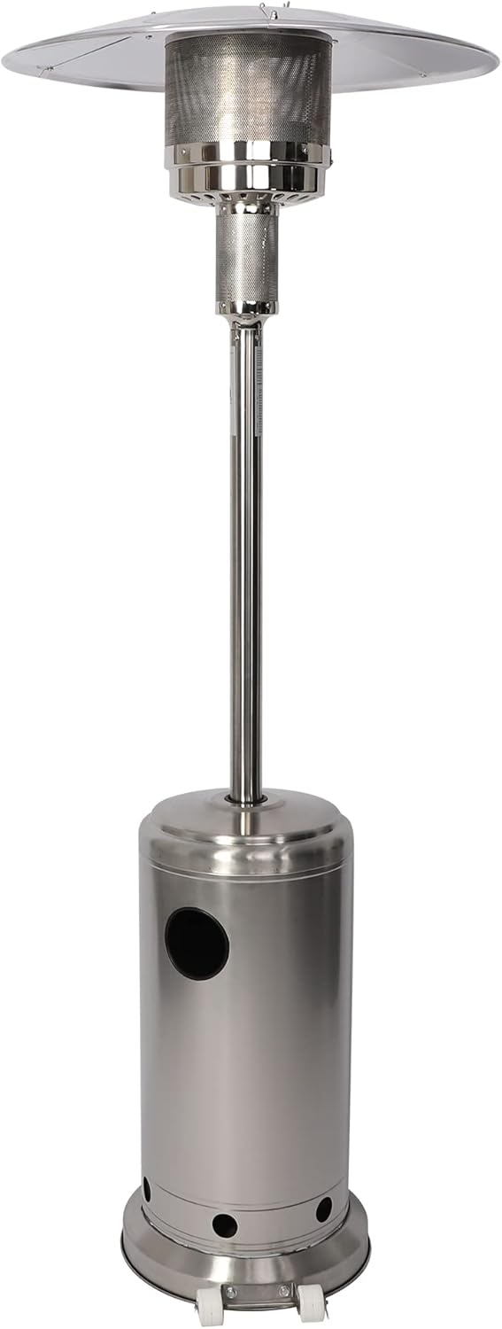 Premium Silver Patio Heater - Anti-tilt Safety Switch