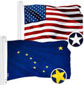 G128 Combo Pack USA and Alaska Flags 3x5 Ft - Durable Embroidered Set